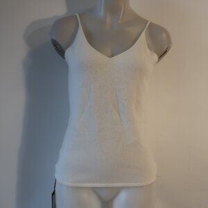 NWT Womens Fibflx Ivory Strappy 100% Cashmere Knit Tank Top Sweater XS